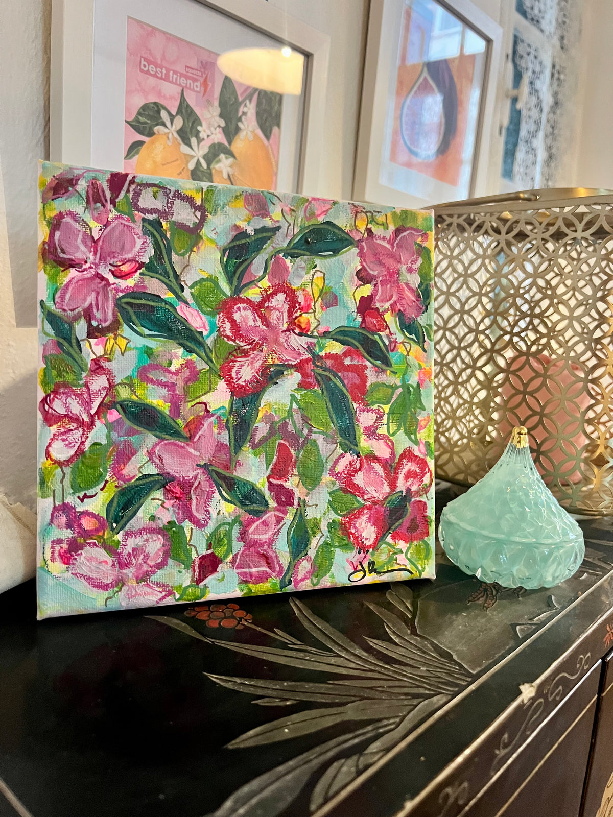 Rock Rose I - Mixed Media on Canvas